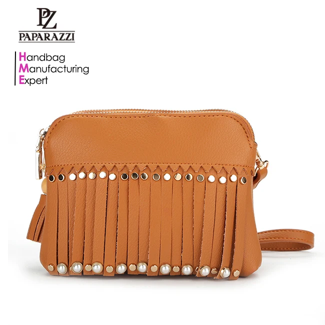 

8462# 2019 Paparazzi brand name bolso mujer new design handbags for women lichee pu leather custom lady shoulder bag with tassel, Light brown, various colors available