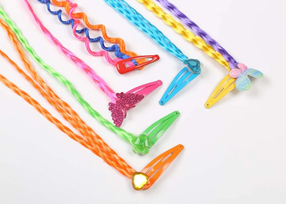Wholesale Kids Synthetic Hair Extensions Custom Colorful Braid Clip Hair Accessories For Kids