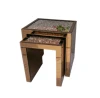 Rose Gold Set of 2 Mirrored Crushed Diamond Nesting Table