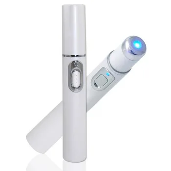 

Acne Laser Pen Portable Wrinkle Removal Machine Durable Soft Scar Remover Device Blue Light Therapy Pen Massage Relax KD-7910, Silver