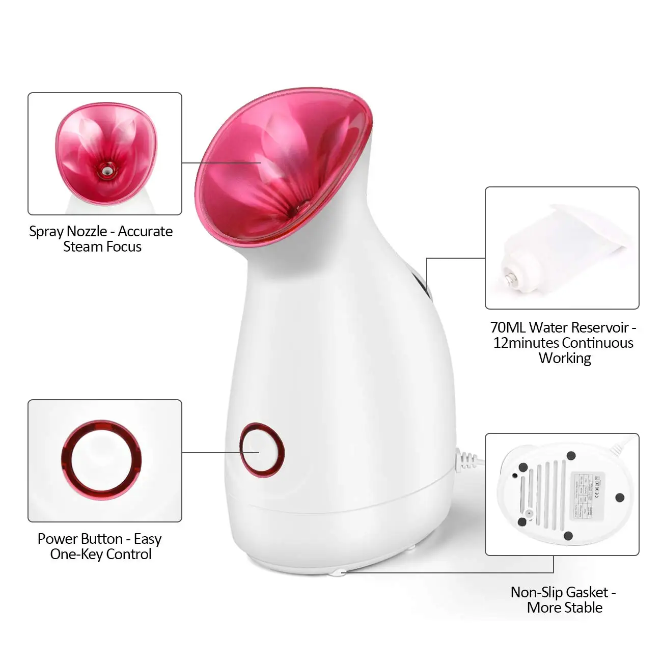 Nano Ionic Warm Mist Facial Steamer For Face Moisturizing Skin Care