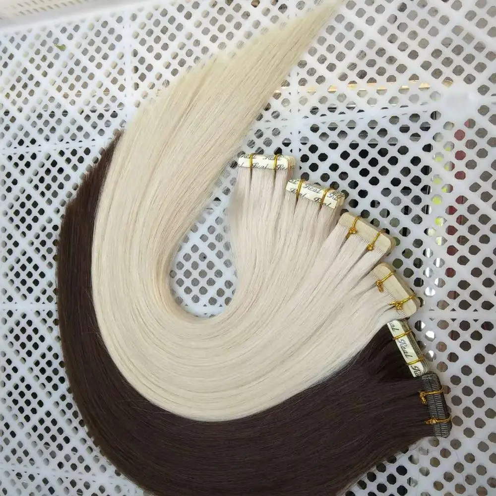 

New Arrival Good quality customized 100% Virgin china supplier Human ombre color tape Hair Cuticle Aligned Hair
