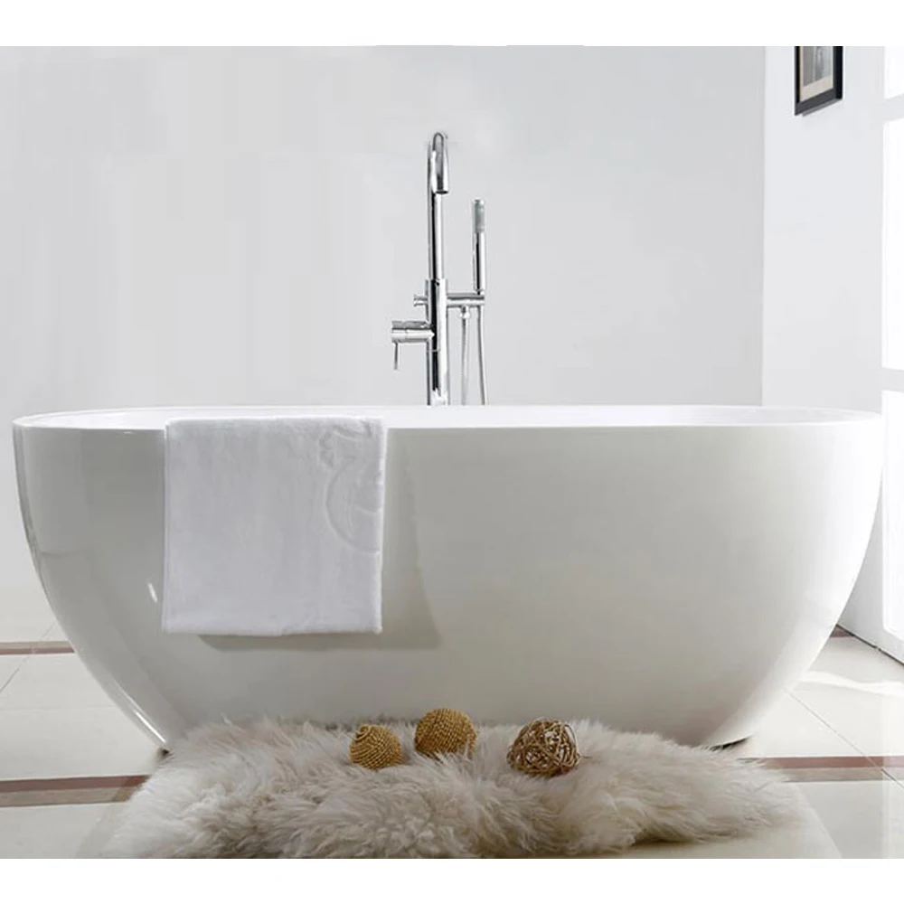 Oval shaped modern design standalone solid surface bathtub acrylic freestanding bath tub