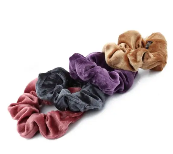 

High Quality 10cm Soft Velvet Scrunchies Hair Band Velvet Hair Scrunchy MOQ 100pcs 9 colors