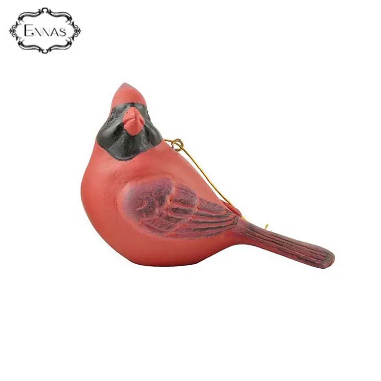 2020 Newest Product Polyresin Christmas Red Bird Ornament Decoration Garden Fairy