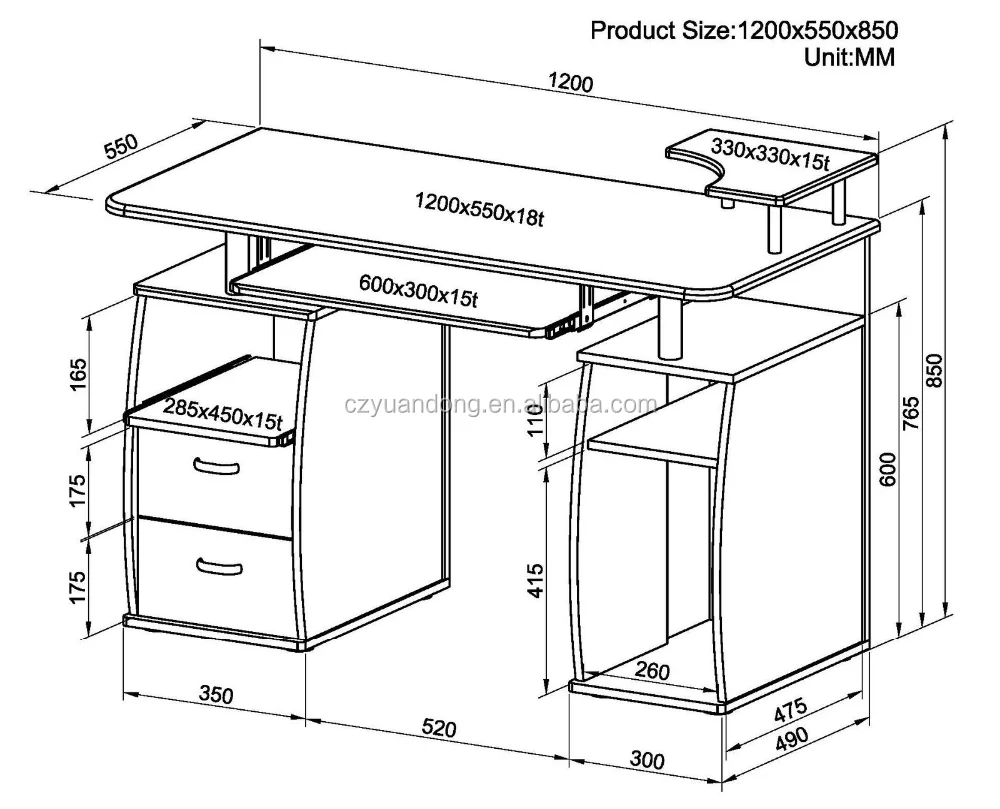 Computer Office Desk With Shelves Cupboard & Drawers Pc Table Buy