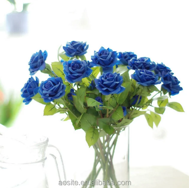 silk flowers in blue