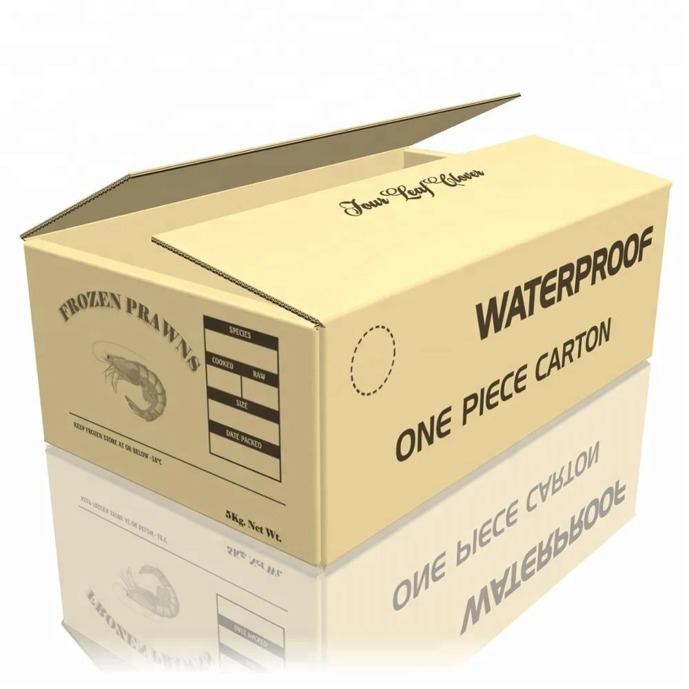 Waterproof Fish Seafood Shipping Box Corrugated Wax Coated Internal