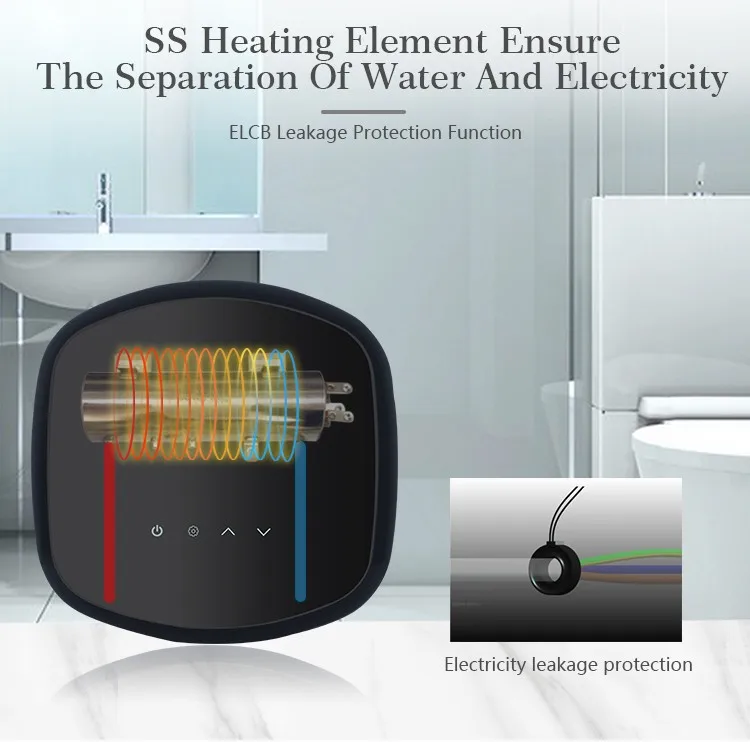 3000w 3500w Safety Smart Ce Bathroom Touch Screen Control Hot Shower