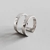 S925 Sterling Silver Simple Geometric Wide Gloss Double Opening Ring