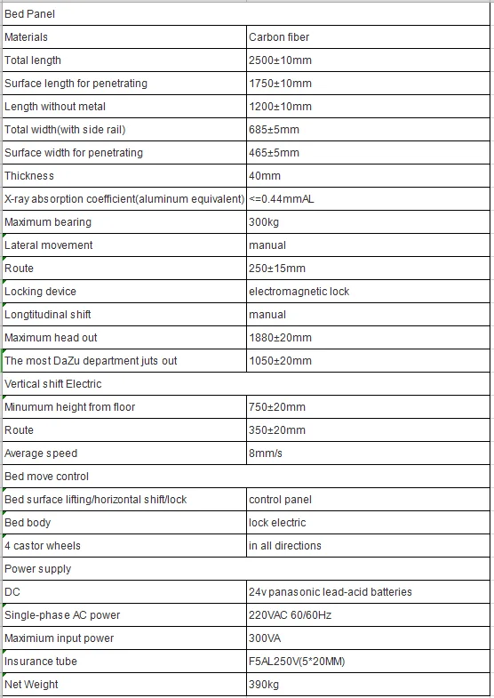 Full Carbon Fibre Interventional Imaging Table Electric Operation table JR-9000