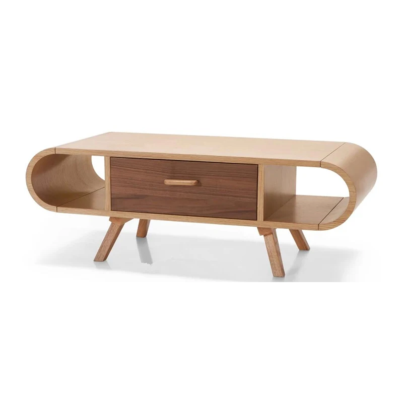 Scandinavian design oak wood veneer finish modern wood tv unit