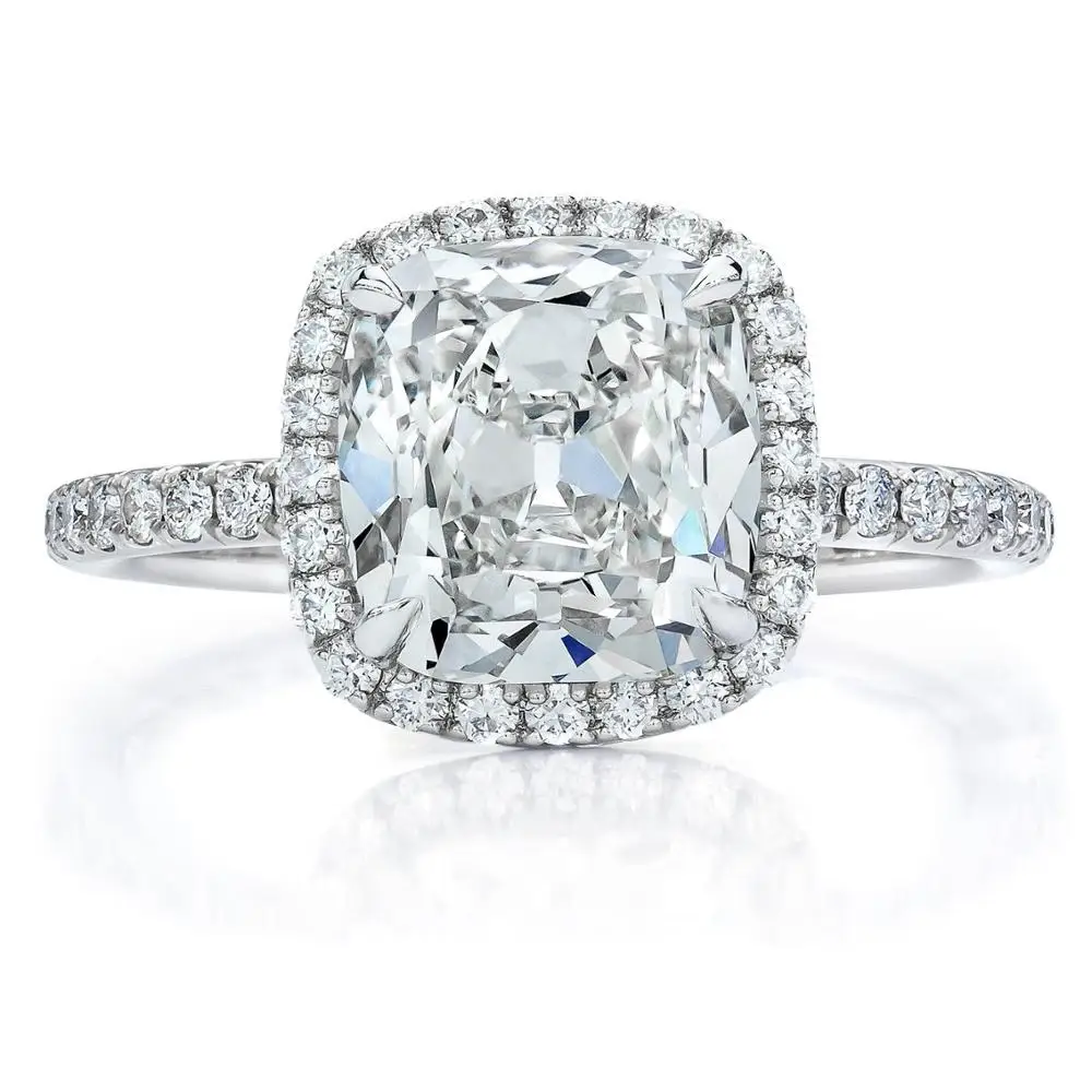 

Gemnel Lstest pave diamond cushion cut halo engagement large zircon ring wedding