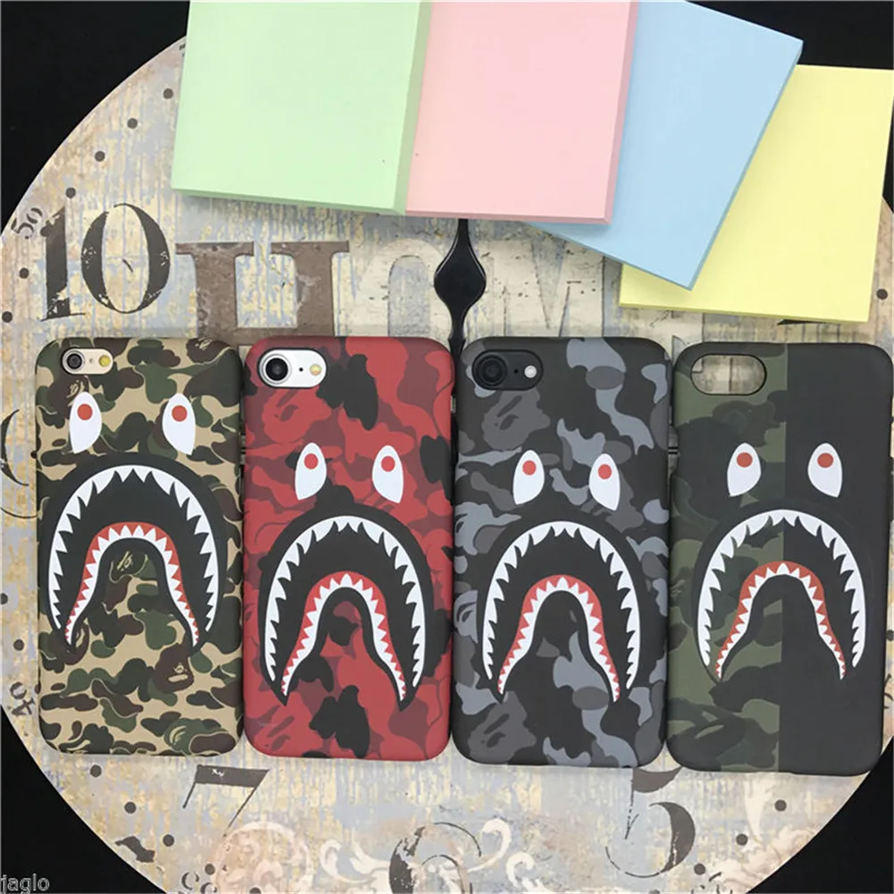 new arrivals 2018 luminous effect cartoon shark mouse series camouflage print hard plastic back case cover for iphone 7 8 plus