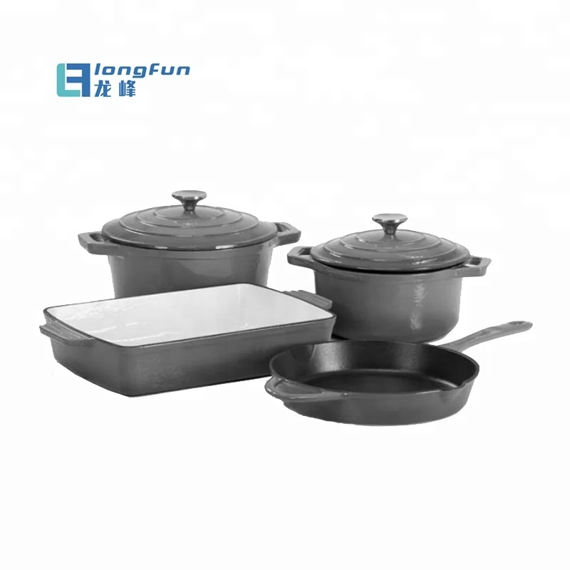 

Nightmare Grey Enamelled Cast Iron 4-Piece Cookware Set, Optional