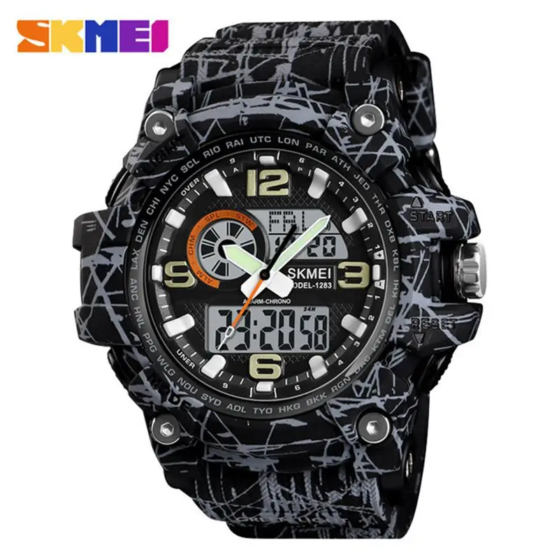 

SKMEI NEW 1283 camo Sport Watch Men Military Waterproof Men Watches Top Luxury Electronic LED Digital Watches relogio masculino