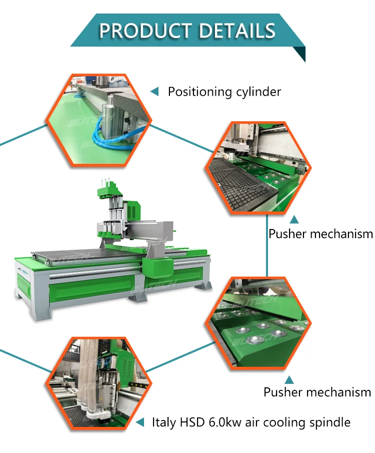 Three heads Pneumatic ATC wood door cabinet cnc router woodworking machine for sale