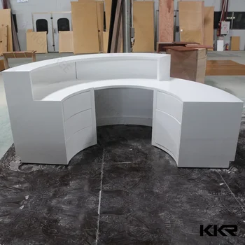 Kkr Latest Design Artificial Stone Semi Circle Reception Desk