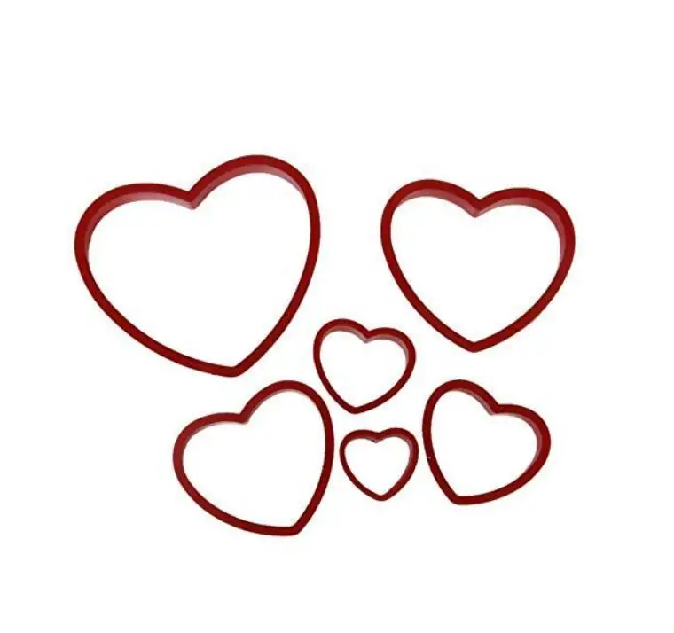 
6pcs Set Love Heart Shape Biscuit Cookie Cake Maker Mold Edge Cutters Diy Baking 
