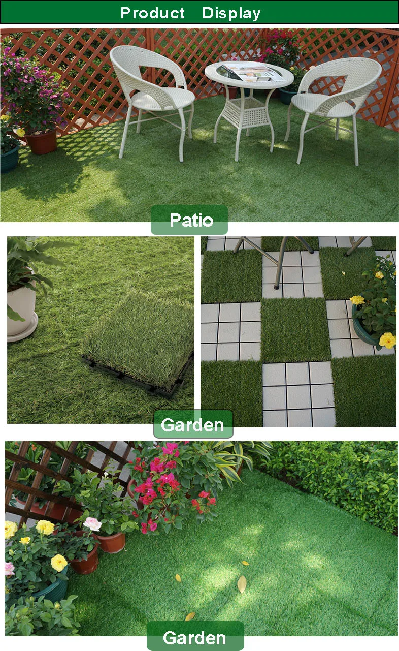 wholesale plastic garden tile interlocking artificial garden floor tiles , grass floor mats