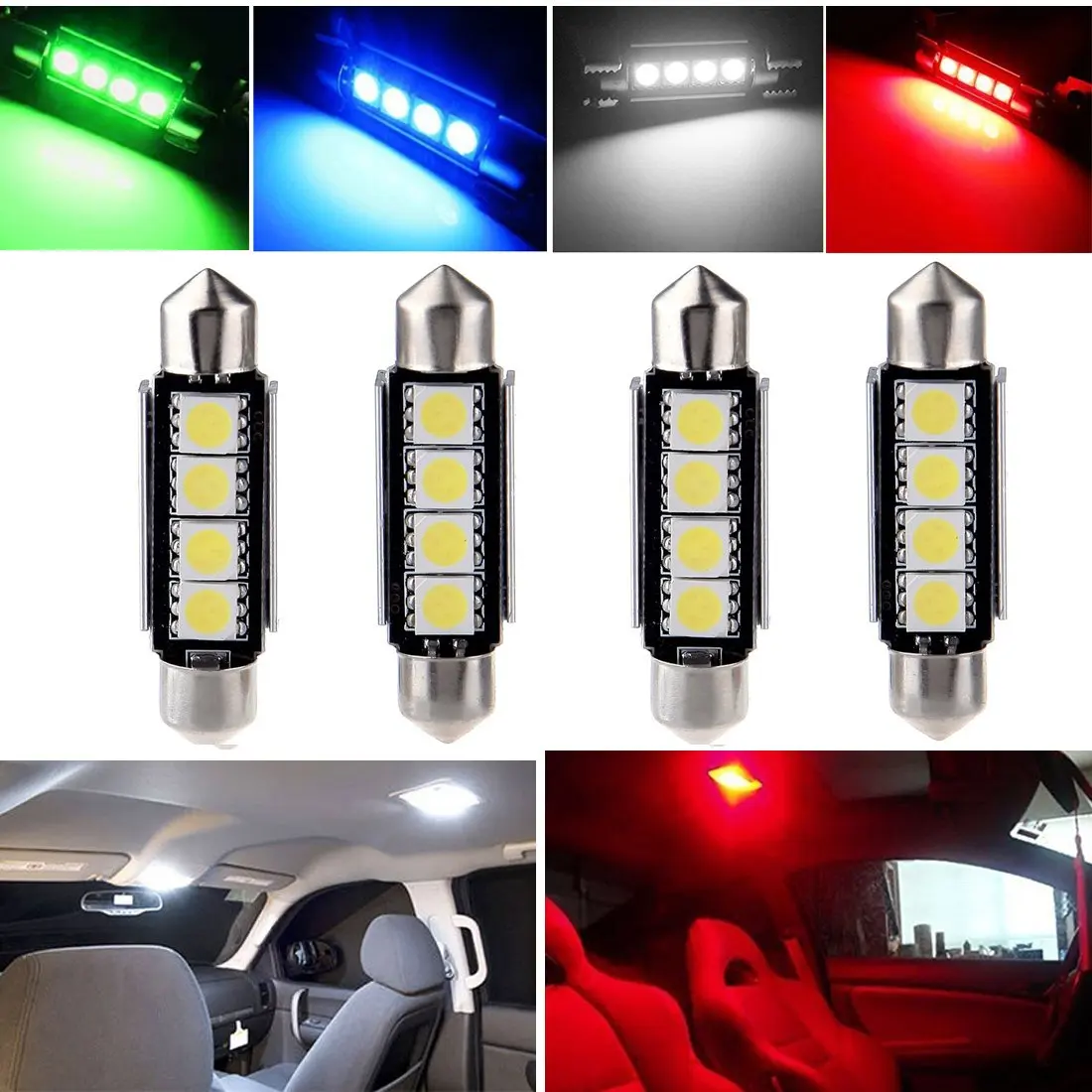 Pack of 6 Ralbay Ultra White 42mm Festoon Led Light Bulb 5050 Chipset Canbus Error Free LED Bulbs for Car Interior License Plate Dome Map Trunk Courtesy Light 1.65/” 41mm 42mm 211-2 211 569 578