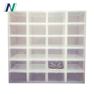 Image of Stackable magnet front open acrylic personality clear black luxury shoe display case boxes manufacturer