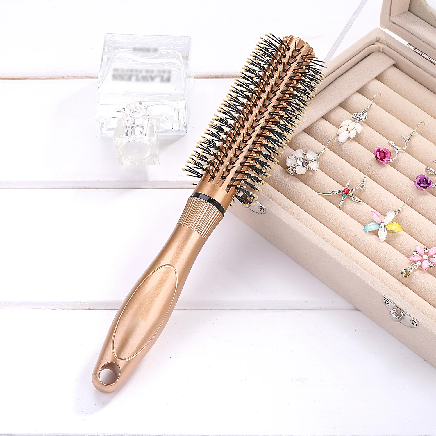 Wholesale Homeuse Salon Beauty Store Gold Color Plastic Nylon Bristles