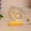 Factory price color change customized carved beech wood led base for 3D lamp night light whole
