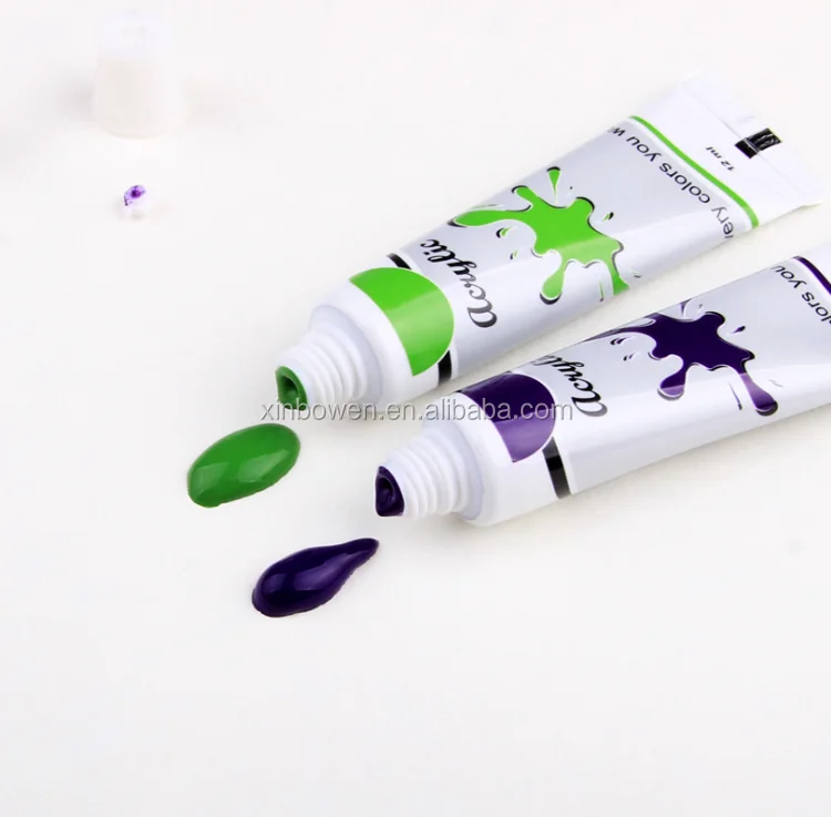 Xinbowen Factory 12 Colors 12 Ml Tube Nontoxic Acrylic Colour Acrylic