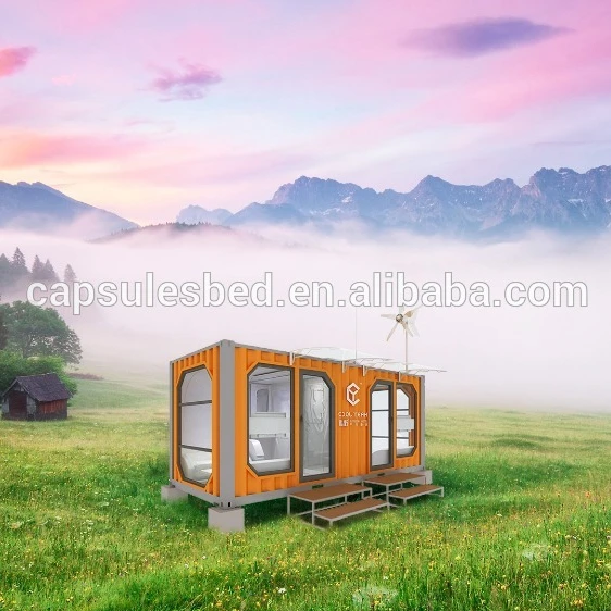 Exclusive item prefab container house mobile luxury  camping house outdoor hotel wooden cabinet china factory