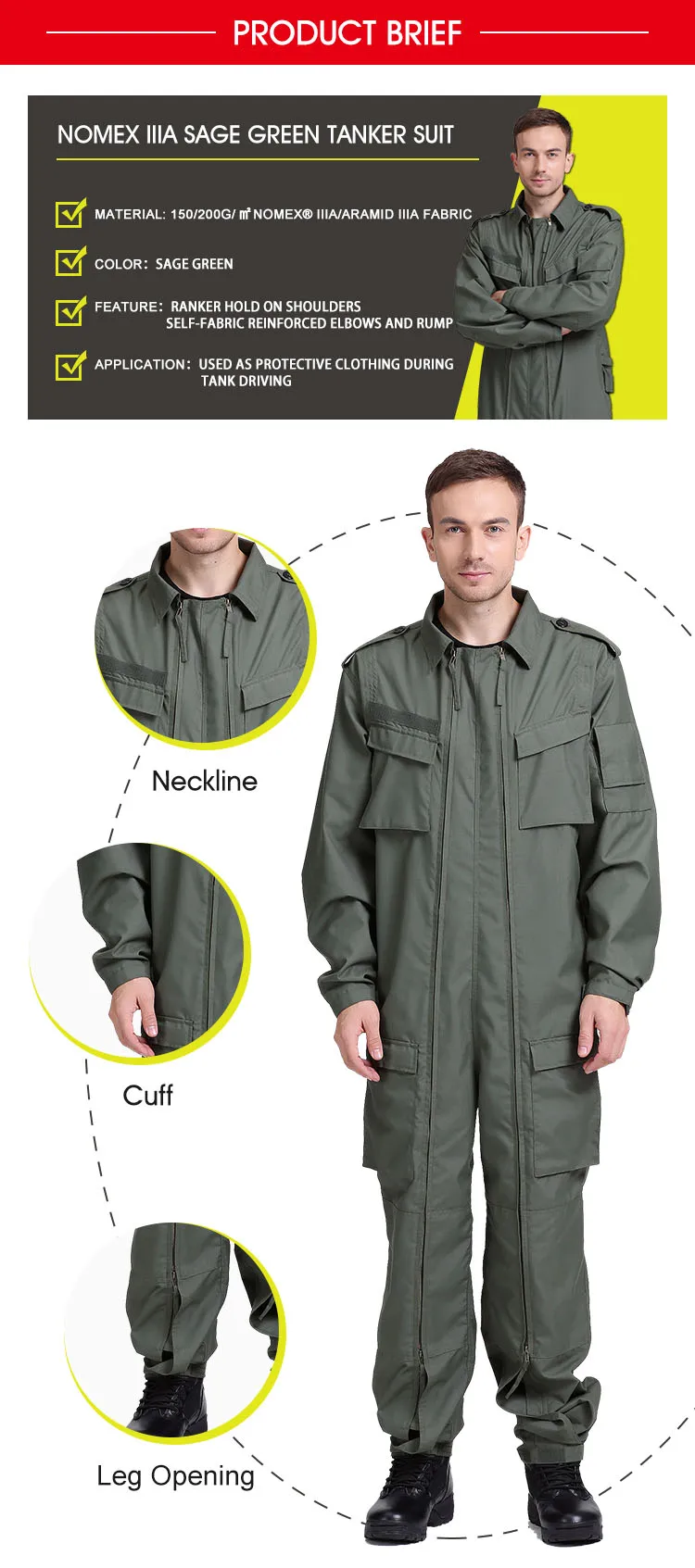 Professional design military pilot nomex combat uniform tanker suit