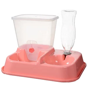 Image of Pet Dog Cat Automatic Pet Feeder Drinker Dispenser Food Water Bowl