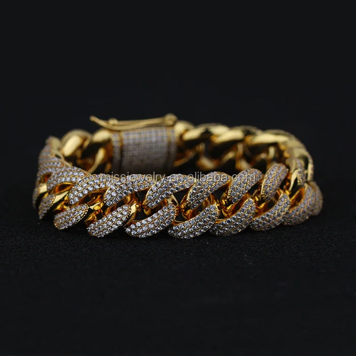 

Hip Hop Men 18k Gold Bracelets for Men, Gold;rose gold;rhodium;black