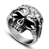 MECYLIFE Retro Stainless Steel Halloween Jewelry Skull Dragon Claw Skull Ring