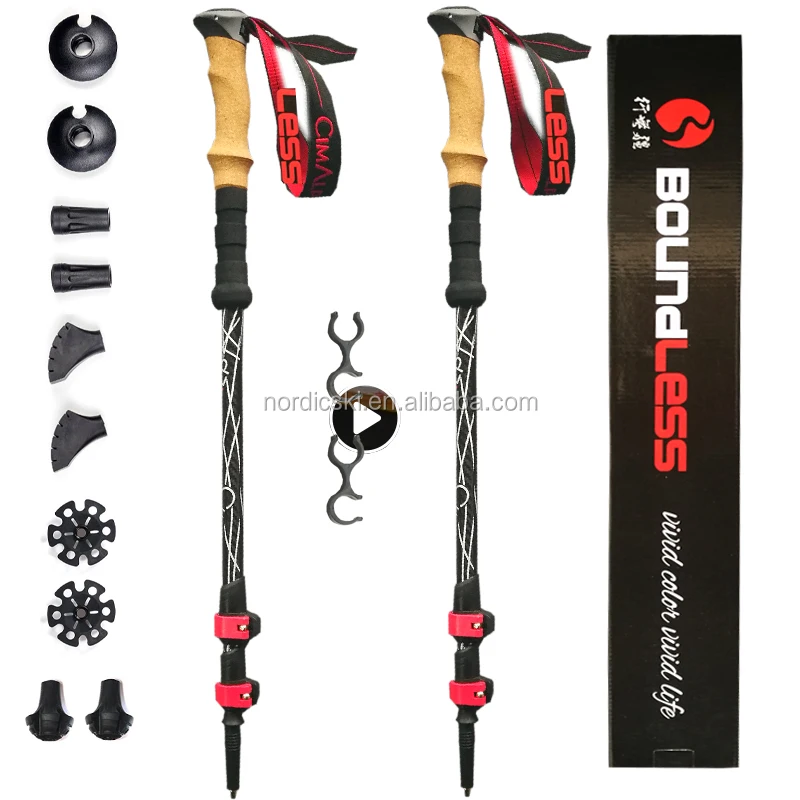 

Hot sell High quality 3K twill carbon fiber telescopic hiking pole walking stick trekking pole, Any color