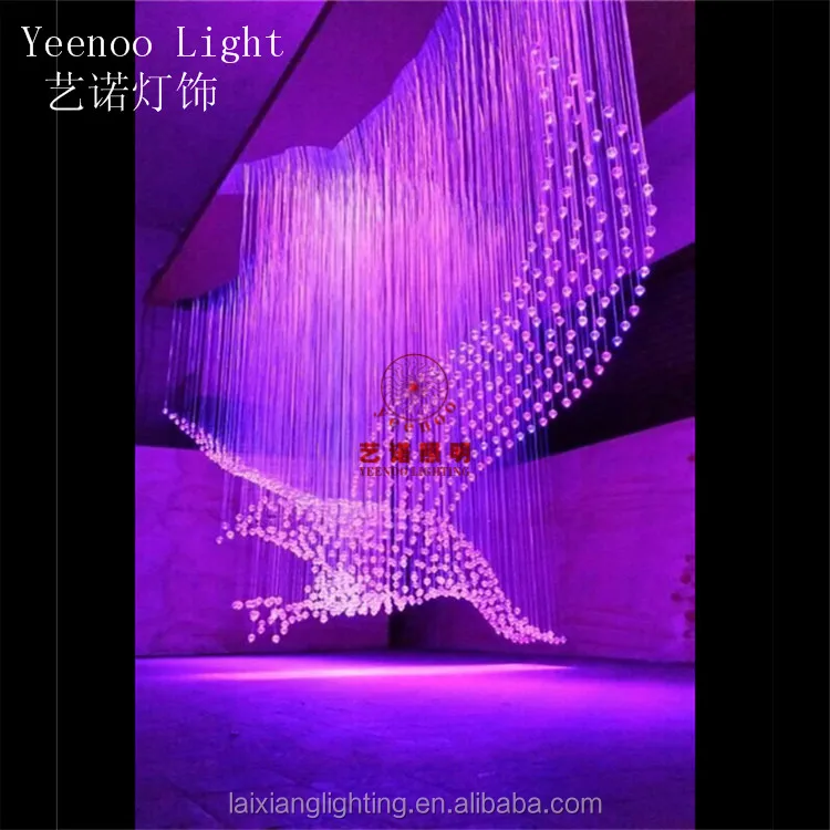 2019 flying 3D eagle design led decorative chandelier with 8 kinds color change crystal diy fiber optic chandelier