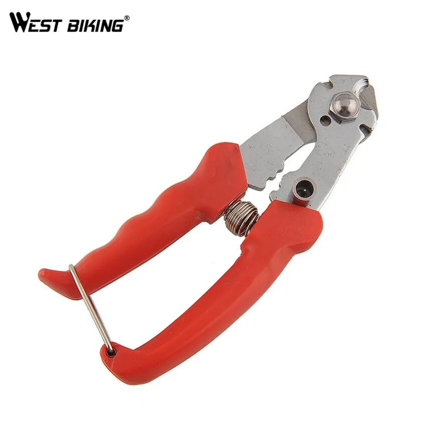

WEST BIKING Bicycle Brake Cable Cutter Inner Outer Brake Gear Shifter Wire Cable Spoke Cutting Clamp Plier Bicycle Repair Tools, Red and silver