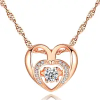 

Fashion Zircon Double Heart Necklace LOVE heart rose gold plated necklace women Christmas Valentine's Day Gifts