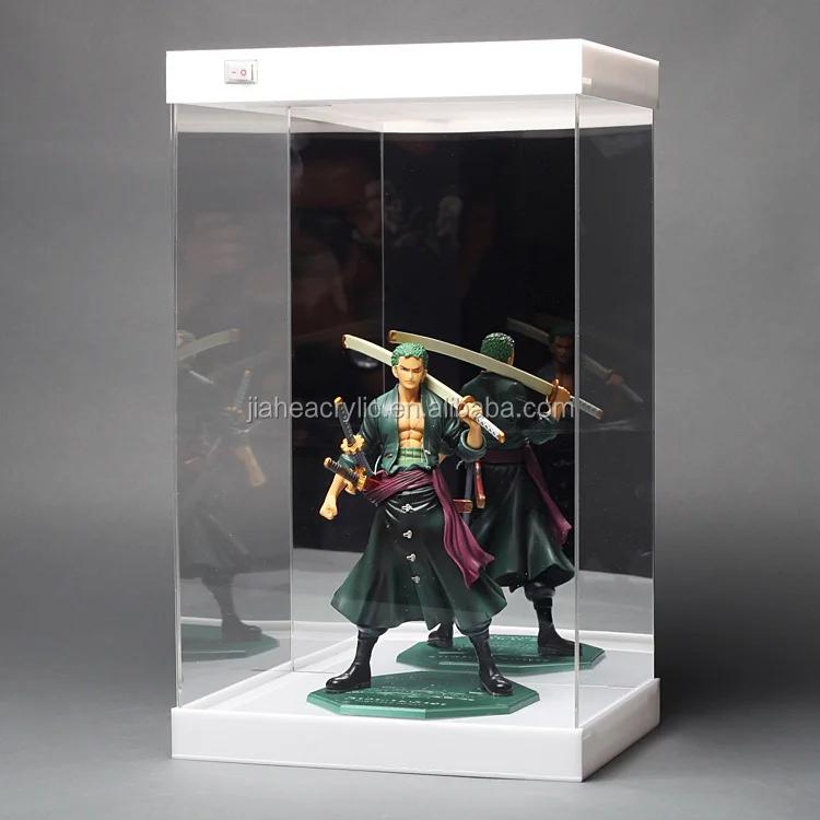 Perspex/organic glass led illuminate acrylic box display case for action figure display