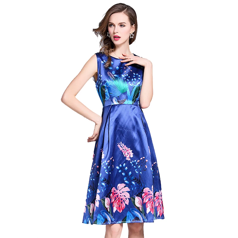 

wholesale women flower print sleeveless dress, Floral printed dress sleeveless