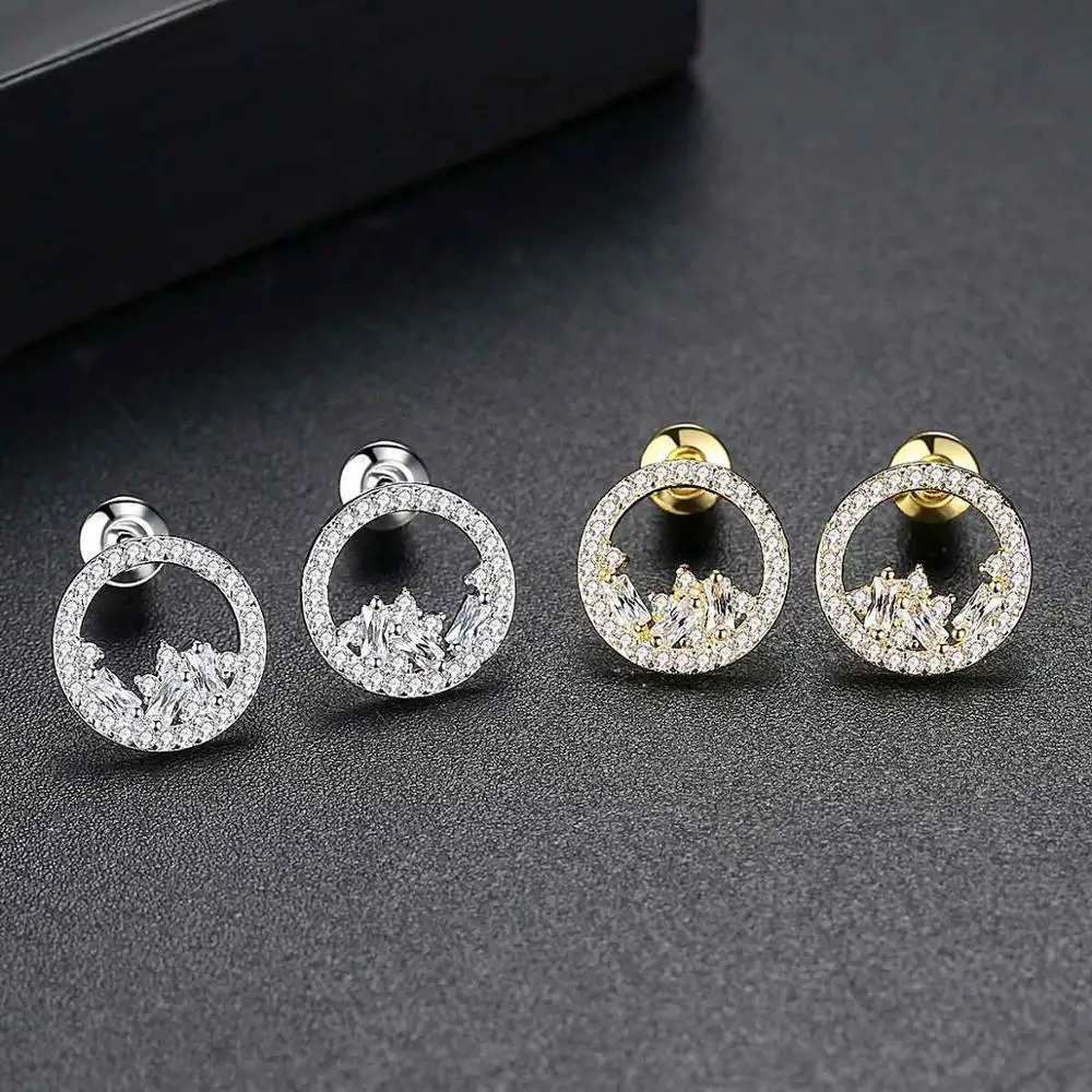 

LUOTEEMI New Design Cubic Zirconia Halo Stud Earrings for Women Factory Wholesale