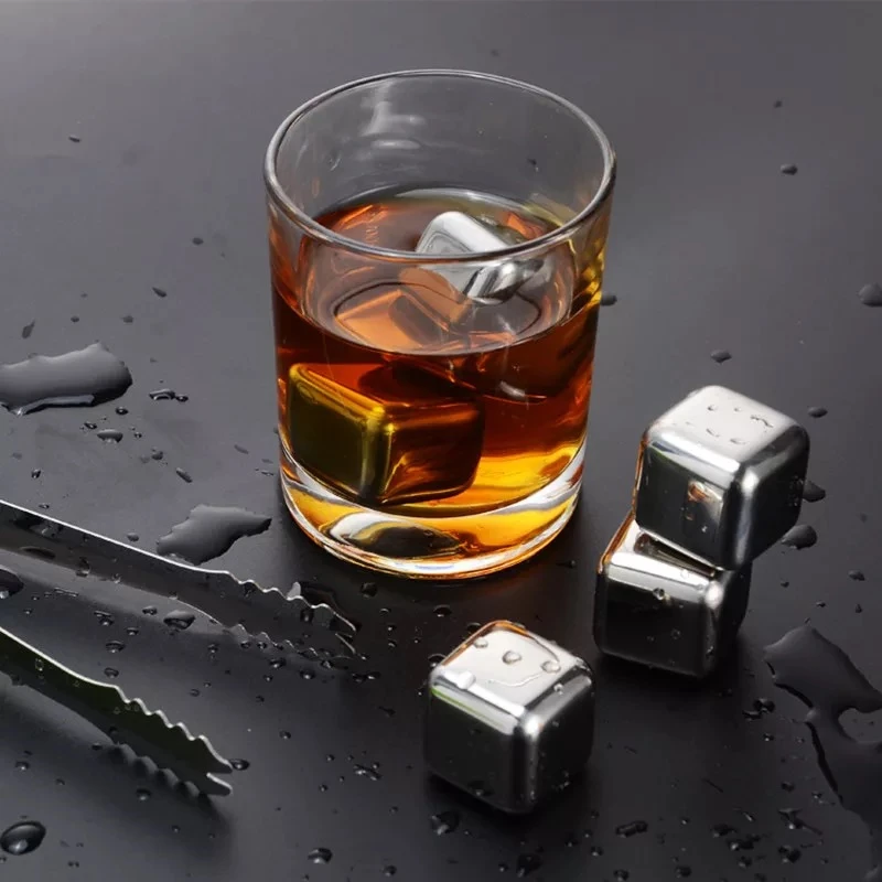 

Amazon 6pcs Stainless Steel 304 Whiskey Stone Metal Ice Cube Set, Stainless steel silver