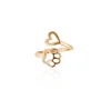 14K Gold Stainless Steel Adjustable Ring Animal Beloved Pet Ring Hollow Dog Paw With Heart Jewelry Ring for Dog Owners