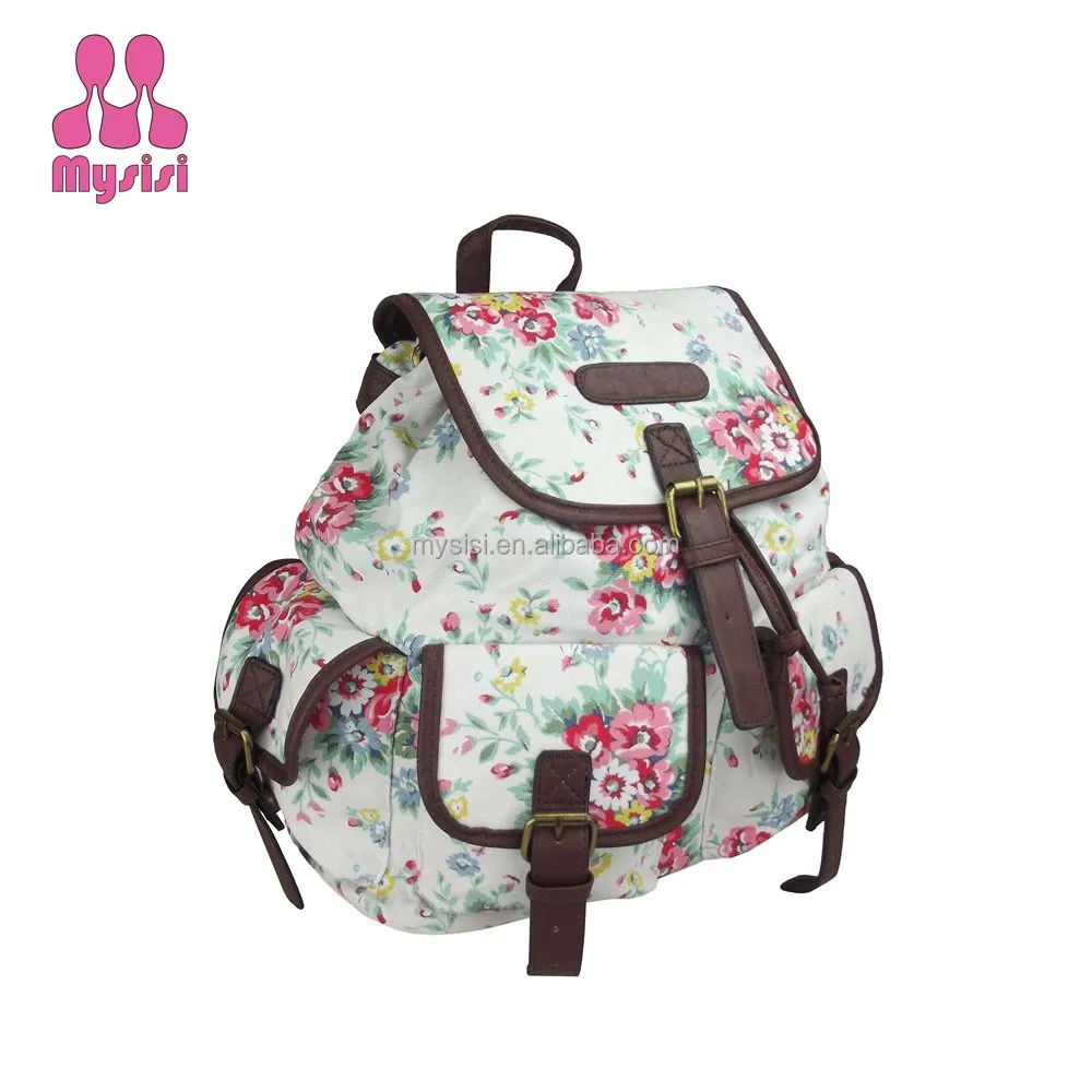 
Ladies Girls Floral Daisy Flower Printing Patten Backpack/Shoulder Bag/Rucksack Canvas Bag 