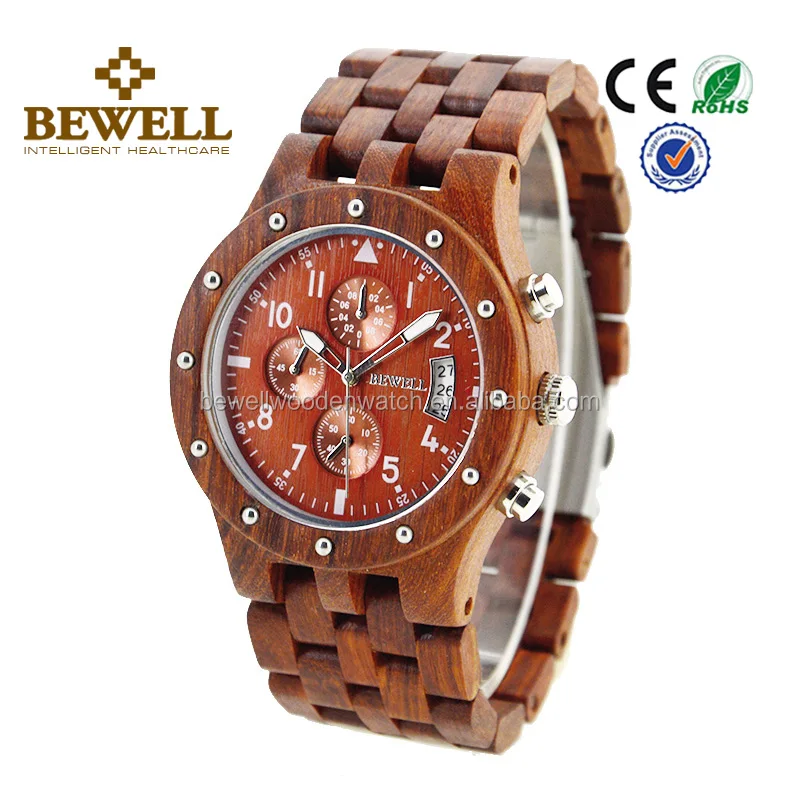 

2017 Newest Sandalwood Wristwatch Roundess Men watch Multifunction Watch