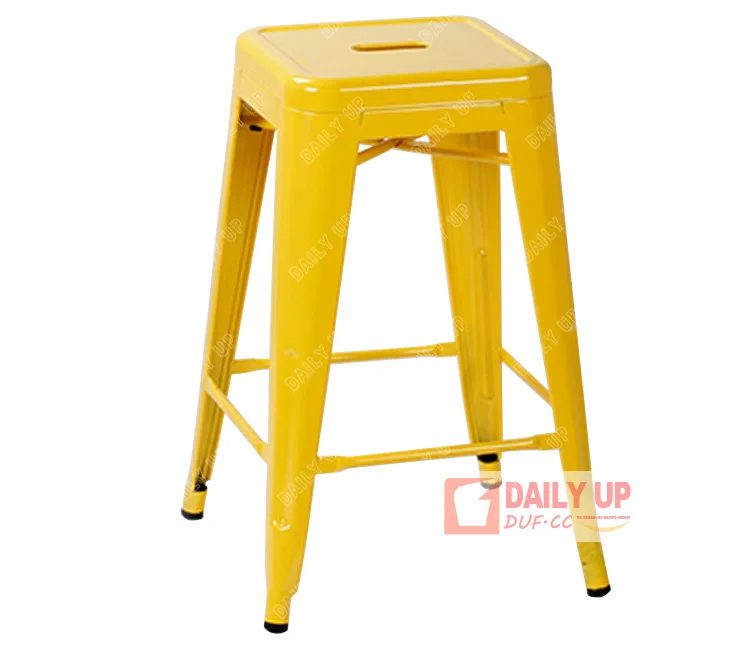 Stackable Metal Chair with Cushion Antique Restaurant Iron Loft Chair Outdoor Steel Frame Chair