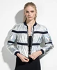 OEM custom new fashion women iridescent cotton wool down jacket with ribbed inserts