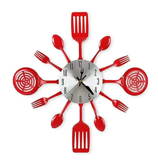 viernes disfraz verdad Source Cocina moderna, reloj de pared rojo relojes cuchara Tenedor de  diseño de la pared de decoración para el hogar on m.alibaba.com