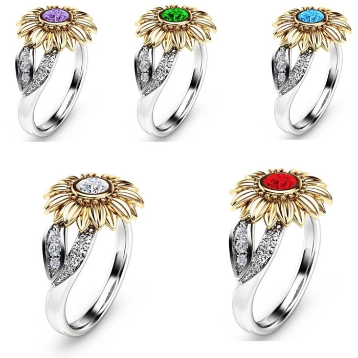 

Engagement Wedding Gold Ring Designs Female Sunflower Ring