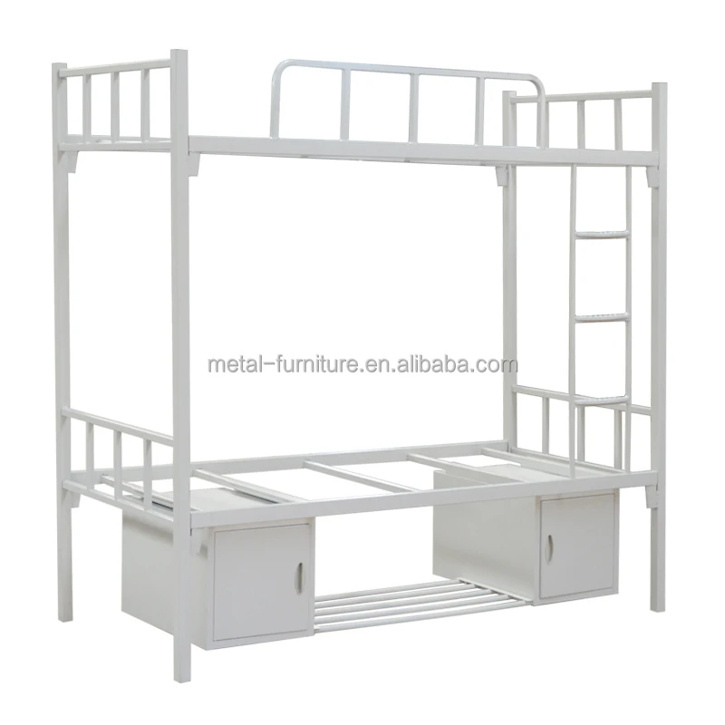 white metal loft beds